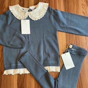 NWT Zara 6Y Embroidered Lace Knit Set